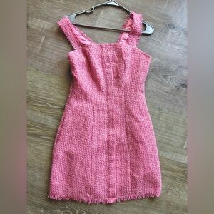 Barbie style sexy pink tweed dress